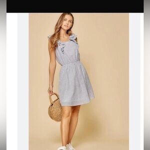 ANDREE By Unit ruffled striped tie back stunning lined dress small